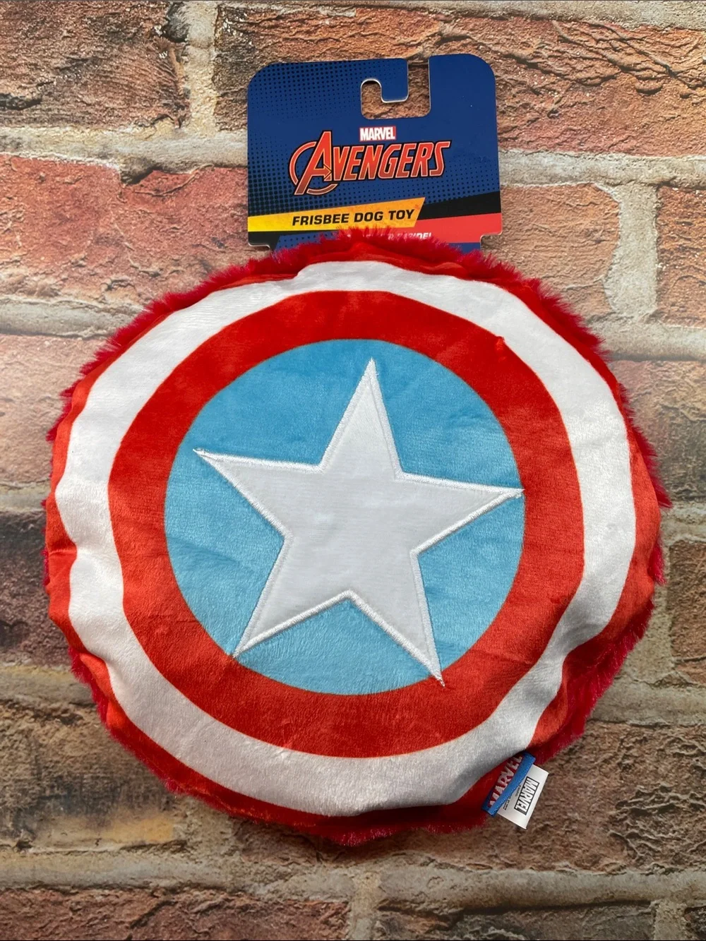 Marvel Avengers Captain America Plush Frisbee Dog Toy - Red White Blue